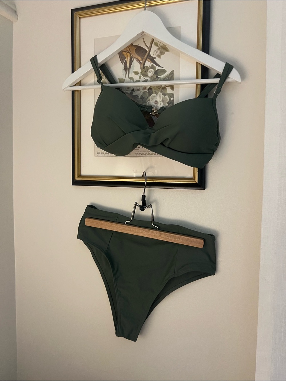Dark Green Twist Front Bikini Set